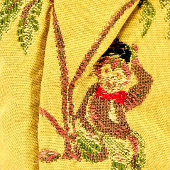 Vintage 90s Golfer's Gallery Yellow Tropical Monkey Canvas Tote Bag - Picture 3 of 7